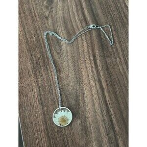 Delicate Pressed Flower Necklace Jewelry Dried Flower Daisy silver necklace
